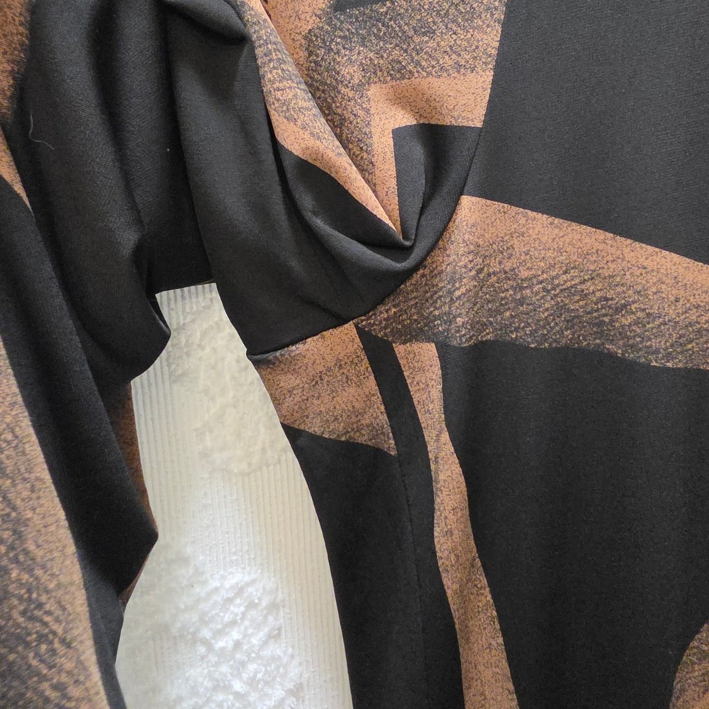 Clara Sunwoo XL Black Bronze Geometric Abstract Wide Leg Liquid Jersey Pants - Picture 3 of 6